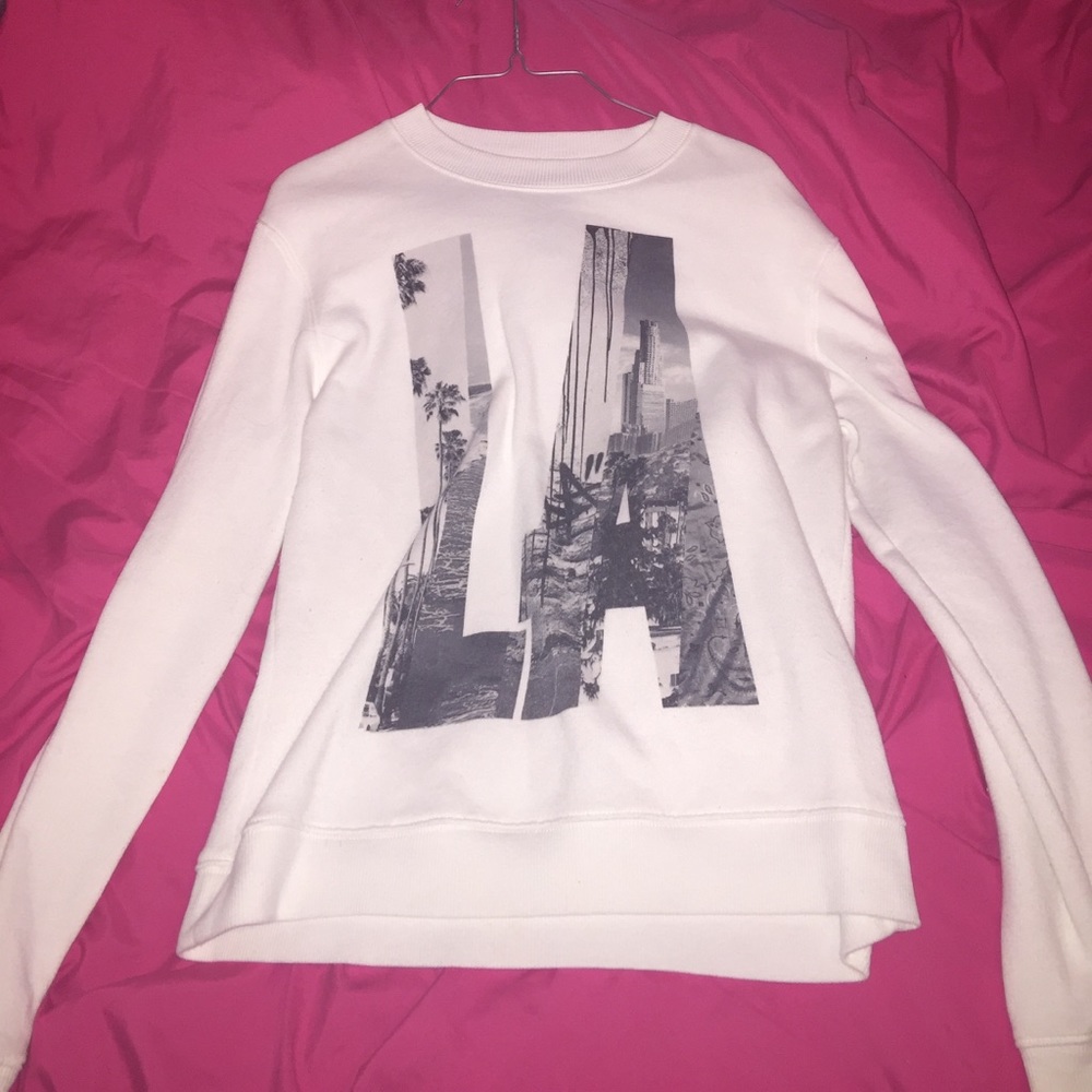 White LA sweater
