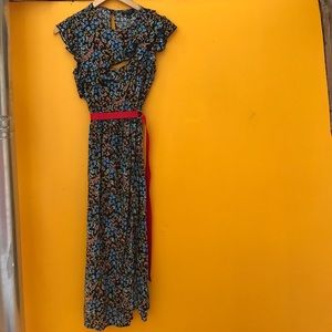 Topshop soft ruffle midi dress