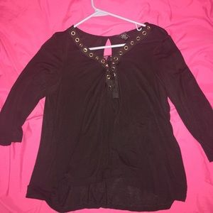 Cropped tie up shirt