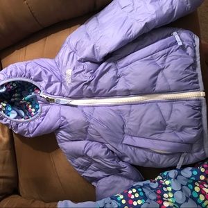 Toddler The North Face Snow Suit and Fleece Hat.