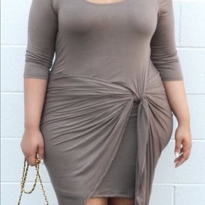 Mocha front knot dress