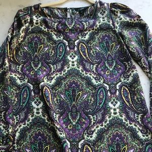 Paisley j crew silky long sleeve blouse