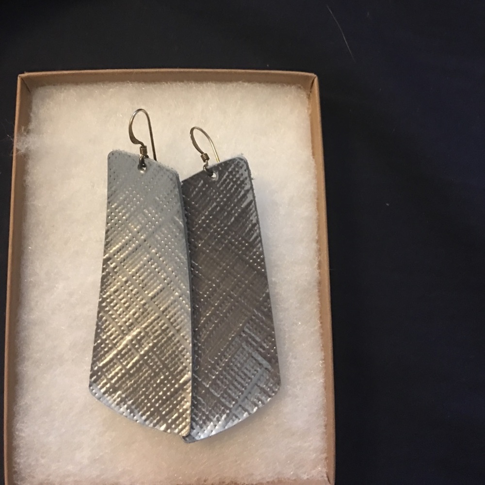 Silver nickel and suede earrings