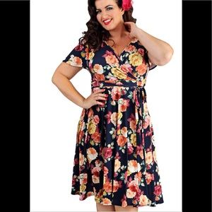 Lady V London Navy Floral Lyra Jersey Dress