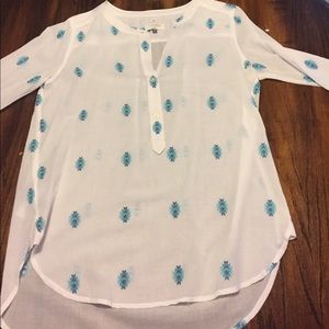 Loft sheer Aztec print top