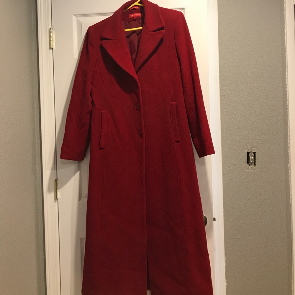 Anne Klein Long Red Pea Coat size 6