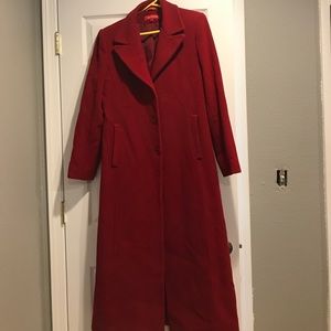 Anne Klein Long Red Pea Coat size 6
