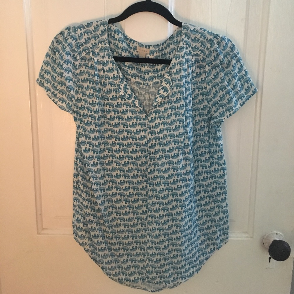 Blue elephant print blouse