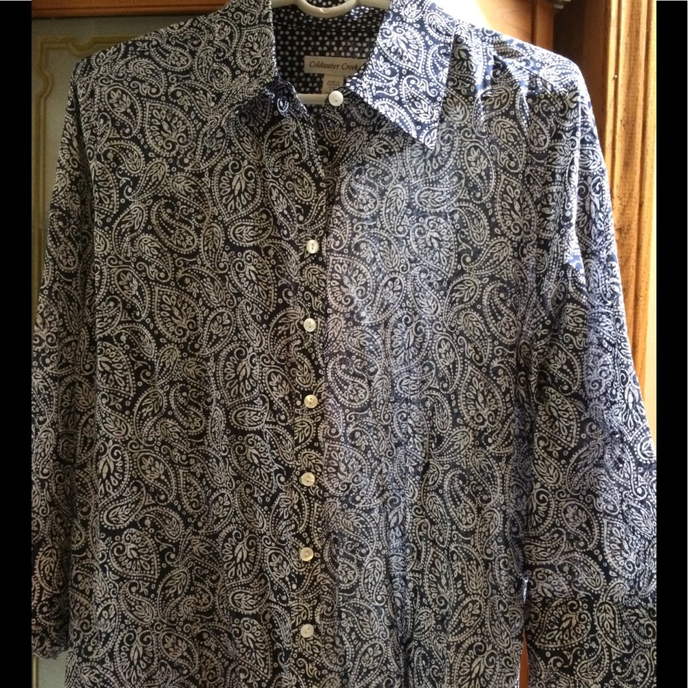 Coldwater Creek cotton paisley blouse 3/4 sleeve