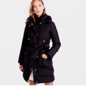 Jcrew puffer coat.  Black medium. Belted