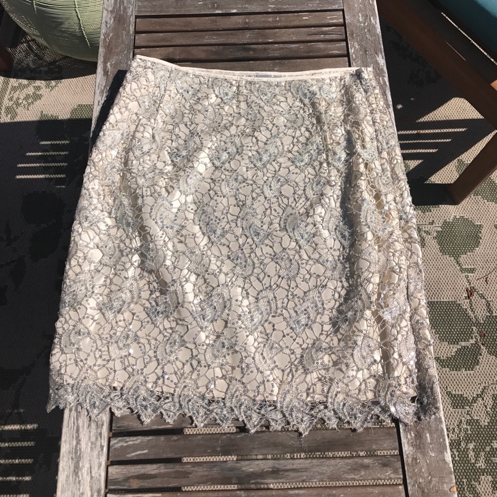 Ivory Sequined Lace Skirt