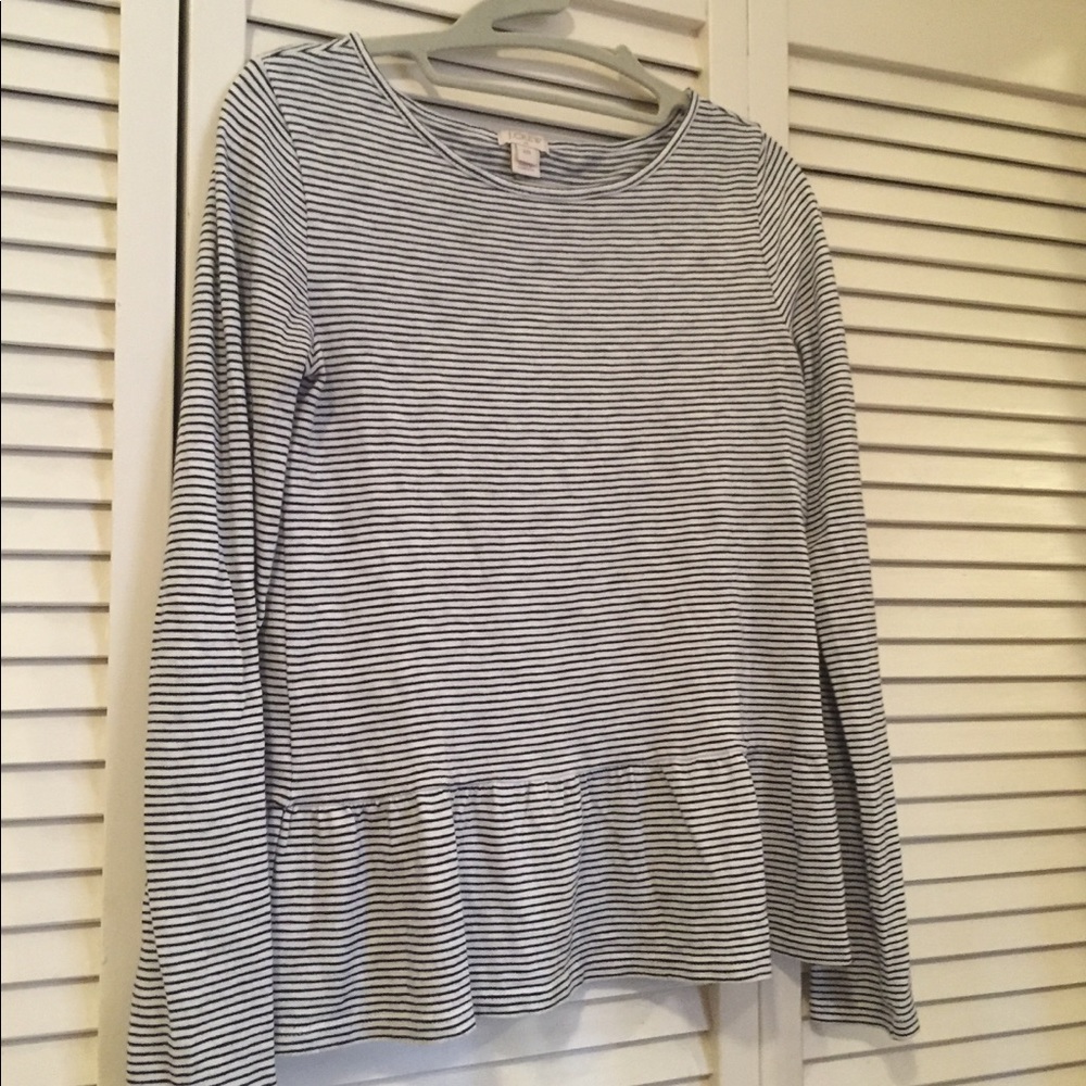 J. Crew black and white striped peplum t-shirt
