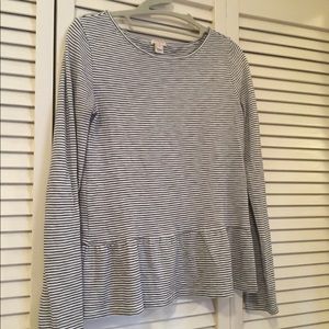 J. Crew black and white striped peplum t-shirt