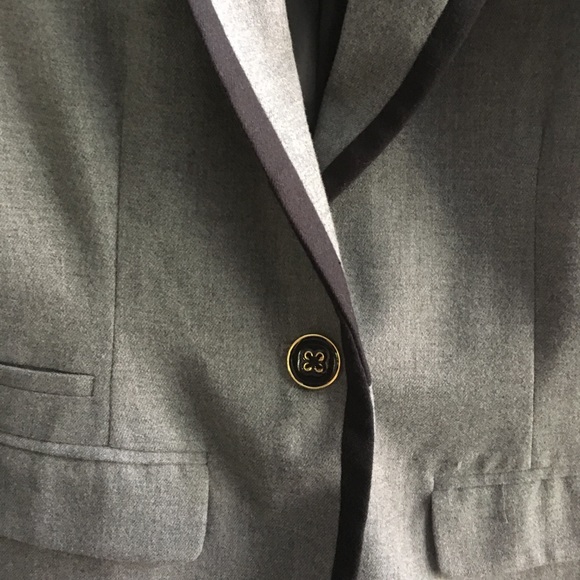 Wooly grey blazer with contrast trim and lining - Picture 3 of 4