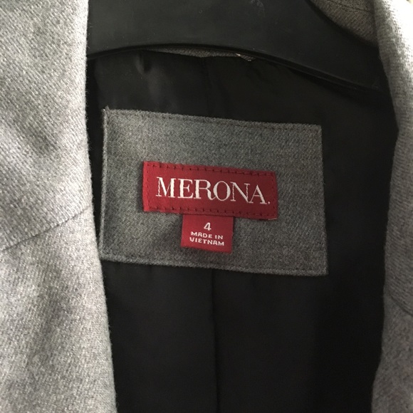 Wooly grey blazer with contrast trim and lining - Picture 4 of 4