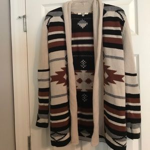 Aztec print long sweater