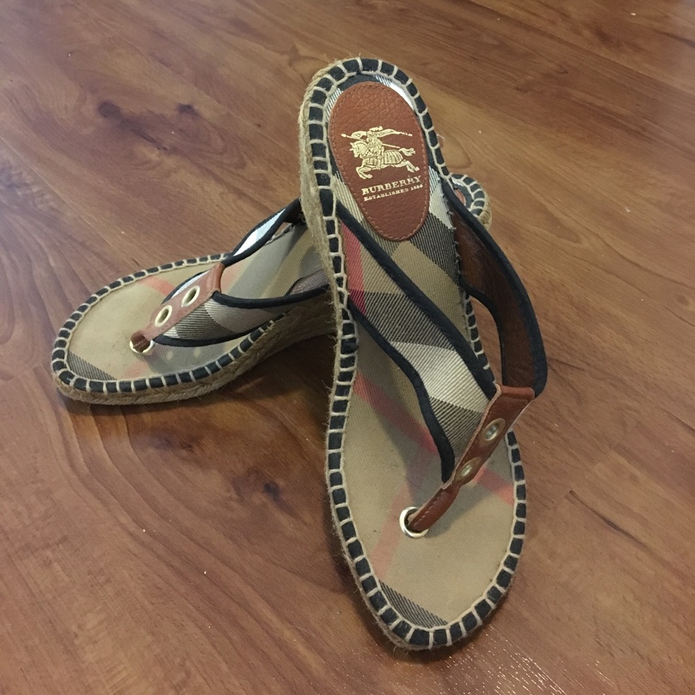Authentic Burberry Nova Check Espadrill Wedges