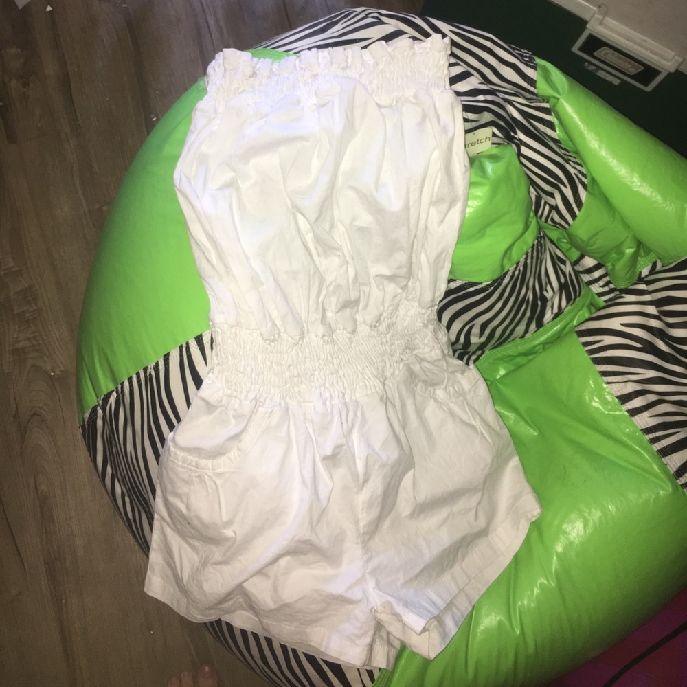 Strapless white romper