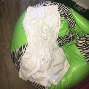 Strapless white romper