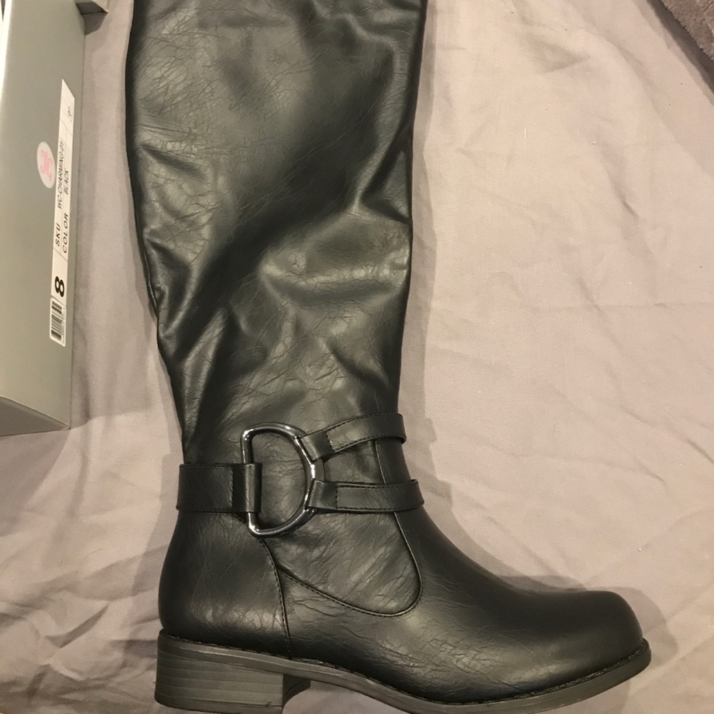 Black wide calf boots size 8