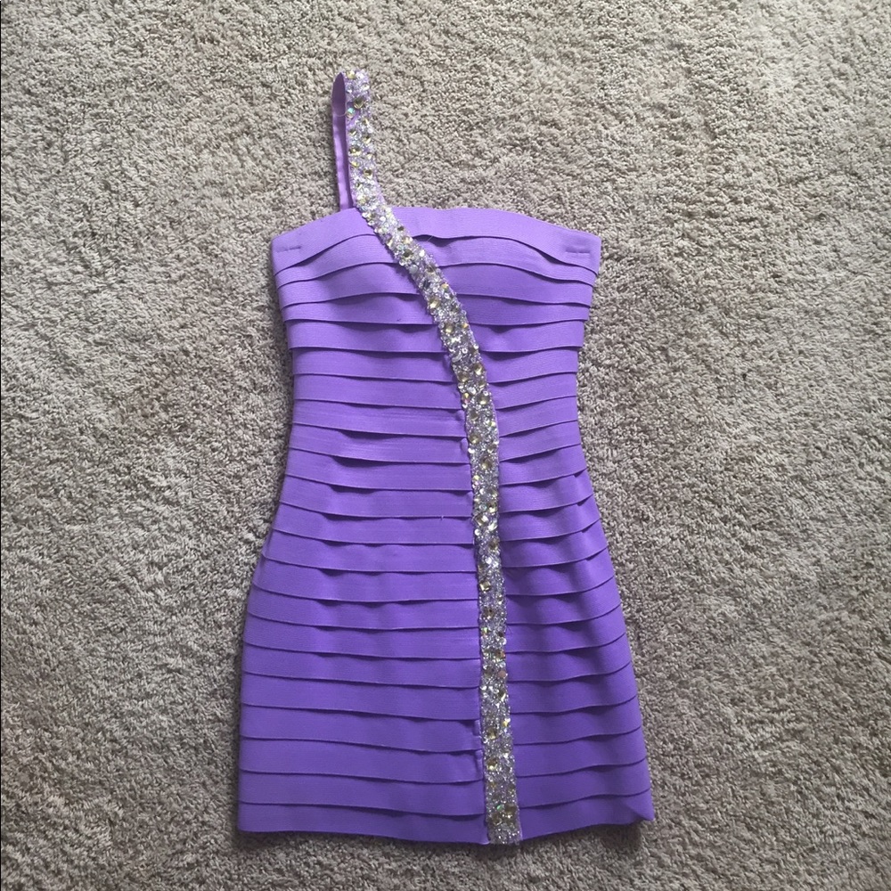 Sherri Hill Purple Bandage prom dress