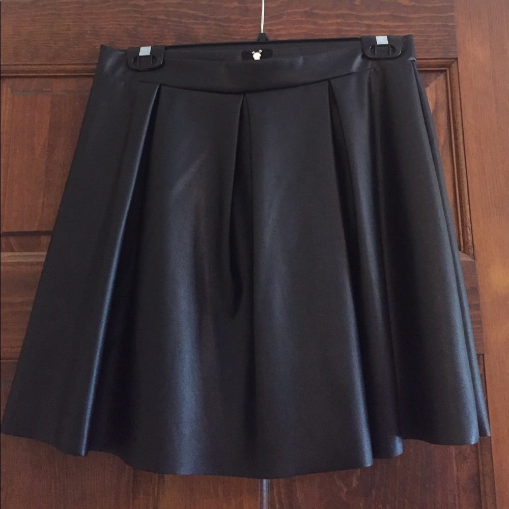 Faux Leather Pleated Mini Skirt