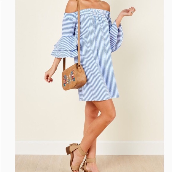 Style Envy Dresses & Skirts - Blue/White striped off shoulder Style Envy Dress
