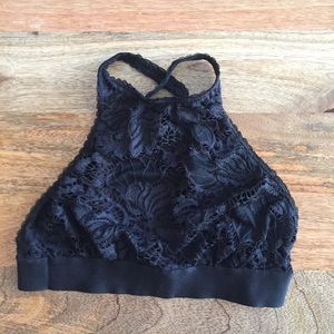 Black high neck lace bralette
