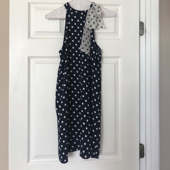 zara blue and white polka dot dress