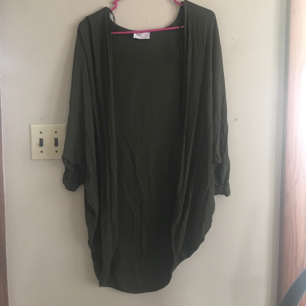 Army green cardigan, boutique brand, size large