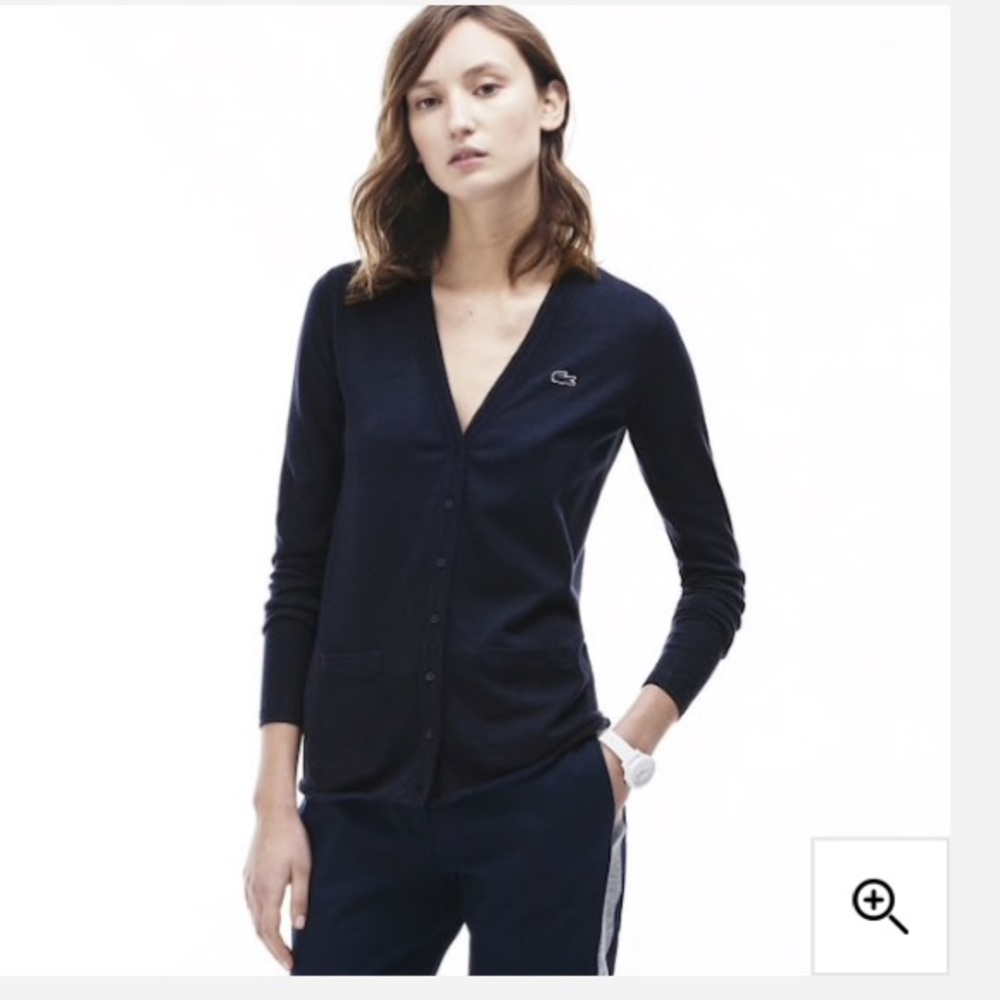 Lacoste Women's Cotton Jersey V-Neck Cardigan
