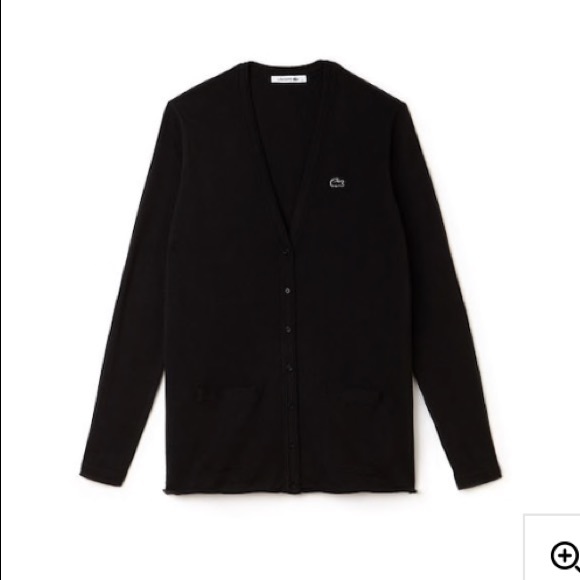 Lacoste Sweaters | Lacoste Women's Cotton Jersey V-Neck Cardigan | Color: Black | Size: 32 | Brooketurco's Closet