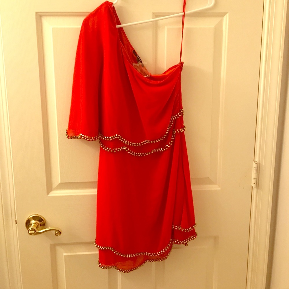 One Shoulder Orange Dress