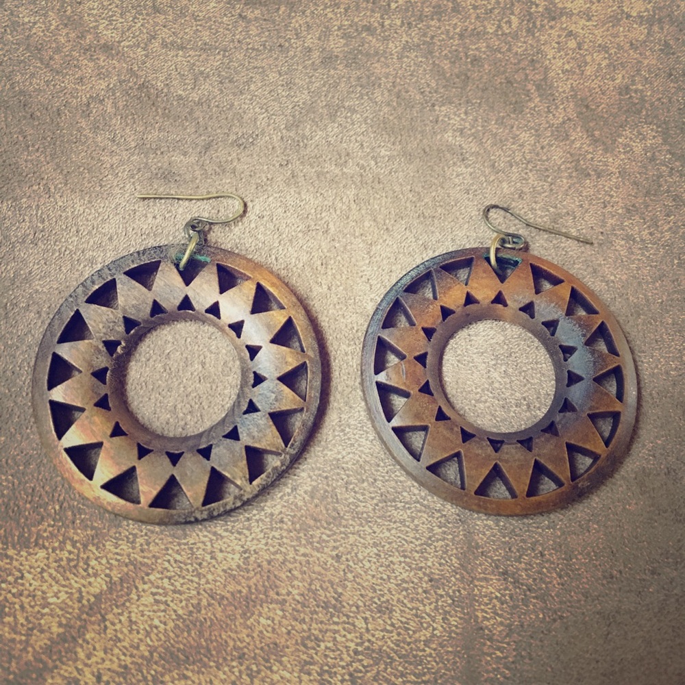 Carved wooden earrings