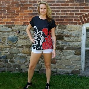 Satin Flower Shirt Dress