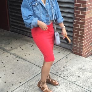 Red fashion nova pencil skirt