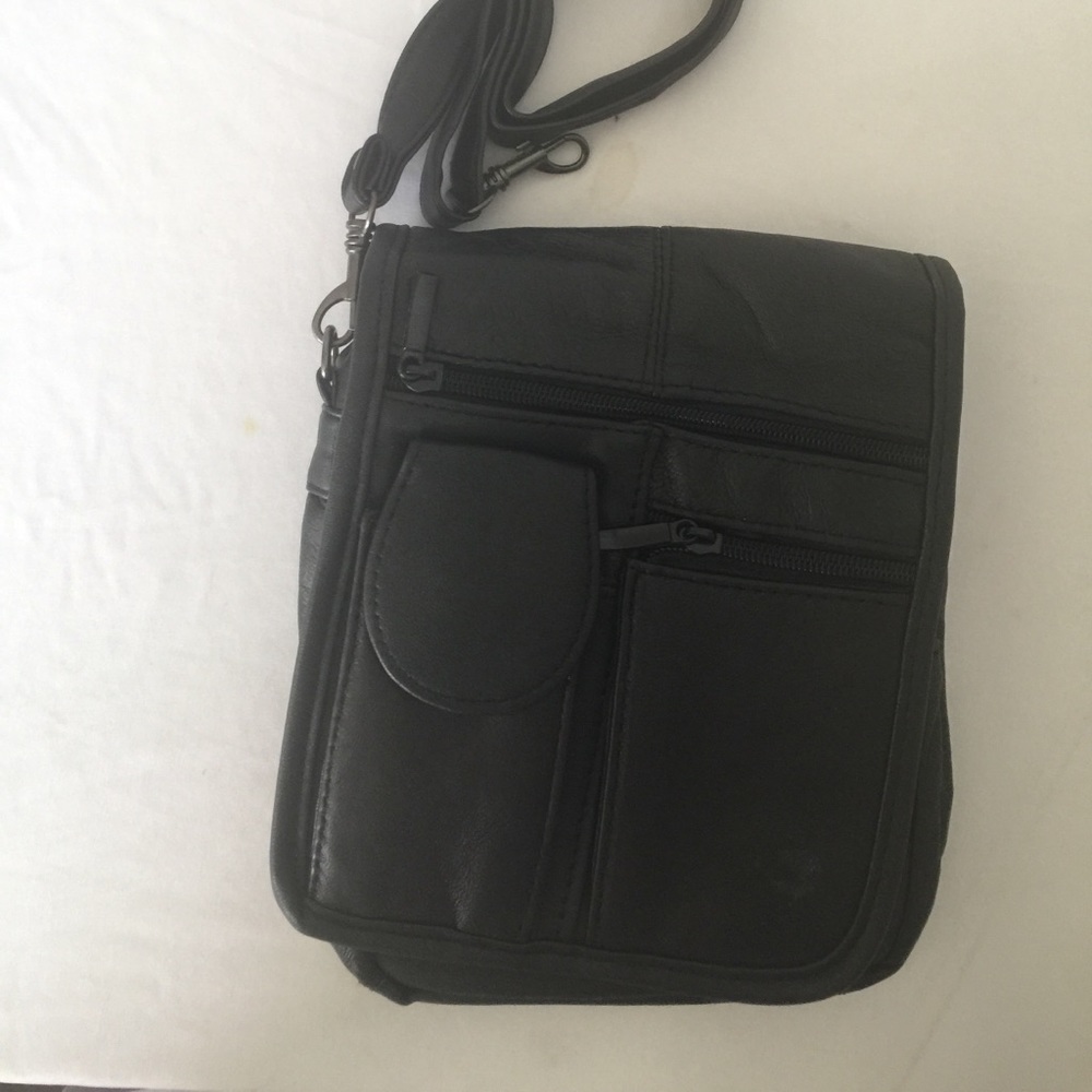 Small Black Genuine Leather Crossbody Bag