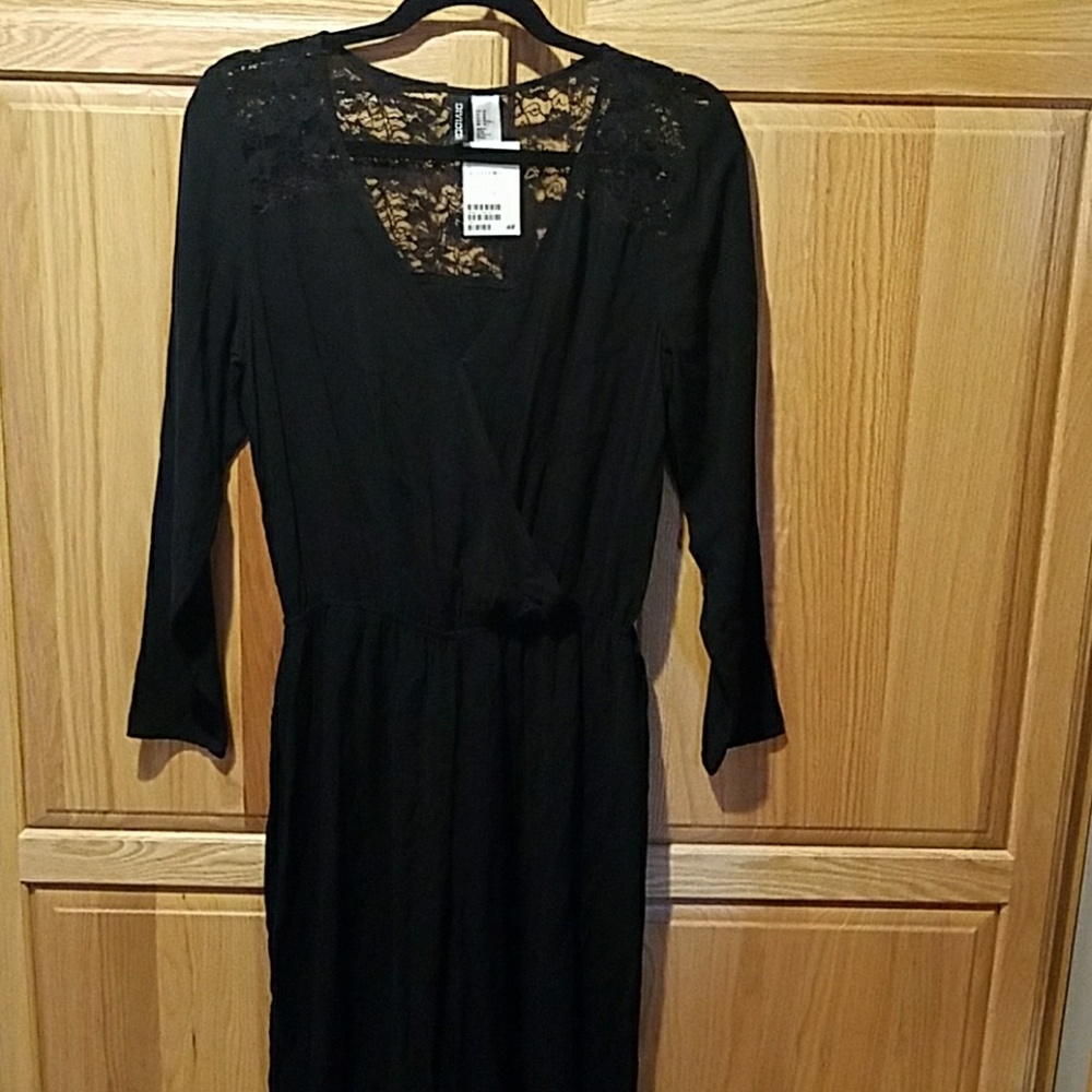 Divided Black Lace Plunge Jumpsuit