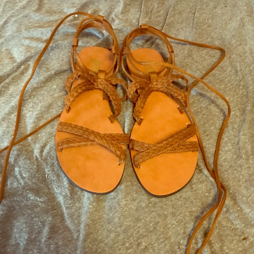 tan lace up sandals