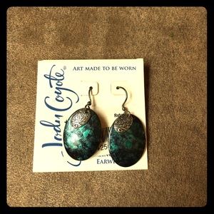 Sterling silver and blue-green earrings