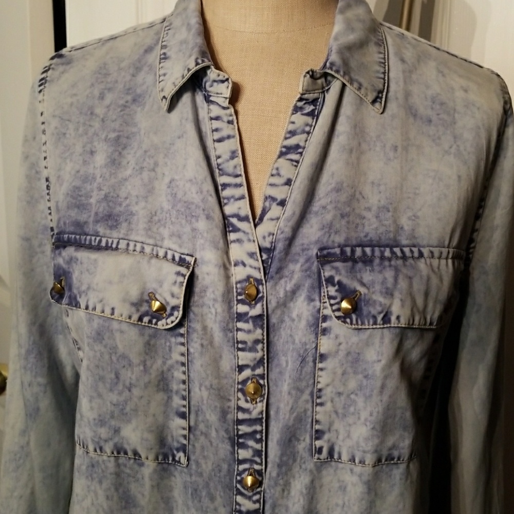 Denim wash look never worn button up shirt