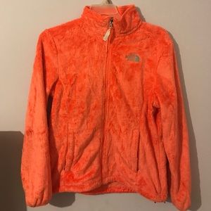 Salmon colored north face jacket