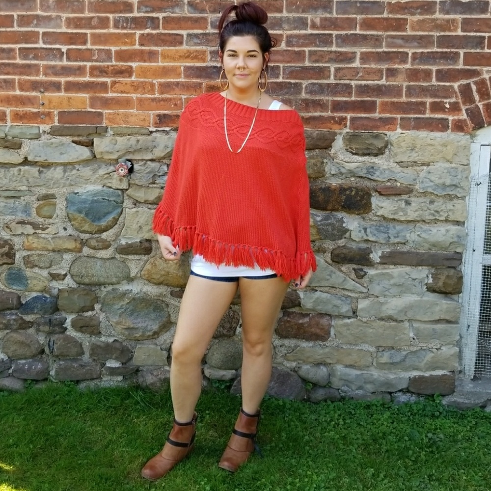 Orange Fall Poncho