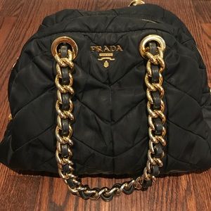 Authentic Prada Black Quilted Bag Chain Handles