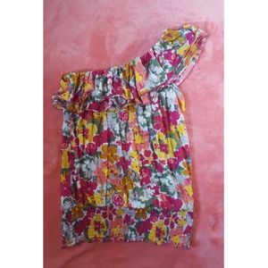 One shoulder floral top