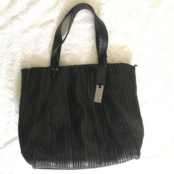 Calvin Klein | Fancy Faux Leather Black Pleated Tote - Picture 8 of 9