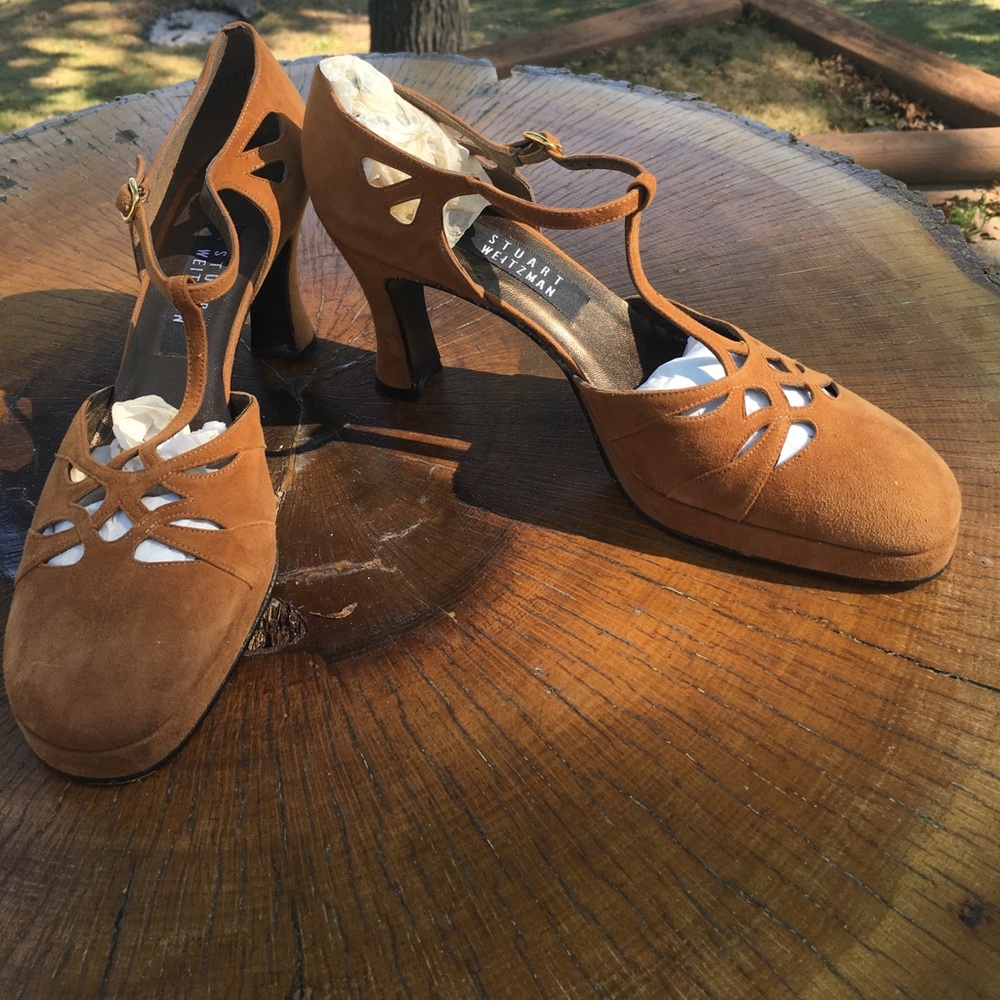 Stuart Weitzman Suede Brown Sandals, Size 10 B