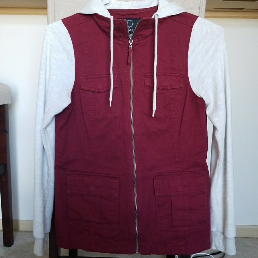 Empyre Burgundy and Light Grey Layered Jacket