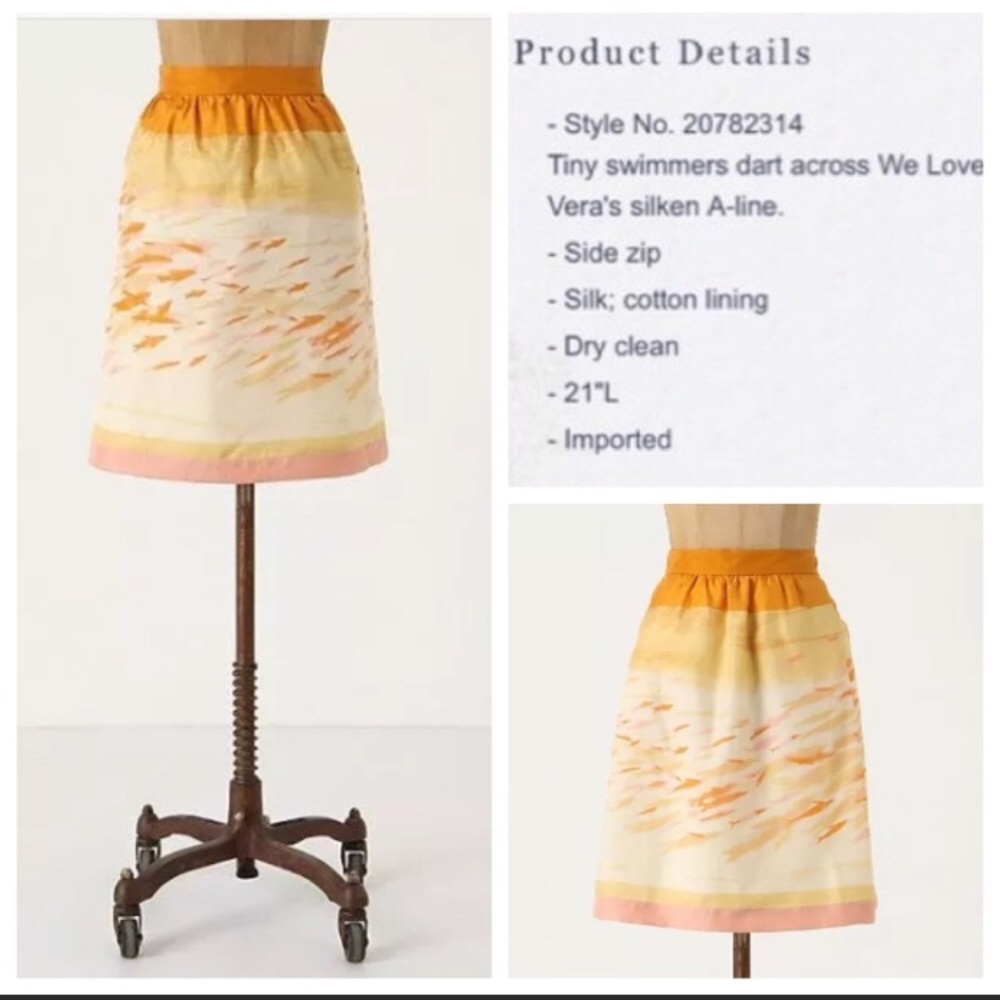 We Love Vera Anthropologie Goldfish Skirt Size 8 - Picture 2 of 8