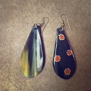 Handpainted horn earrings